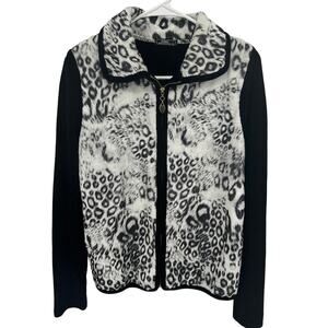 Lisa International Womens Animal Print Faux Fur Coat Size SMALL‎ Collard GUC